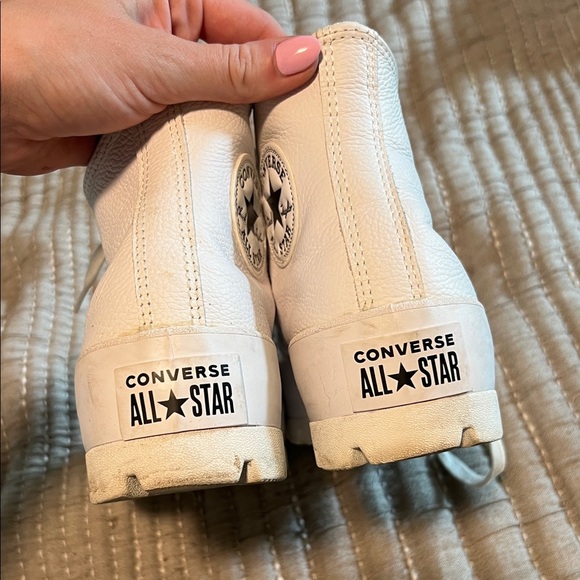 Converse All White Leather High-Tops - Picture 4 of 4